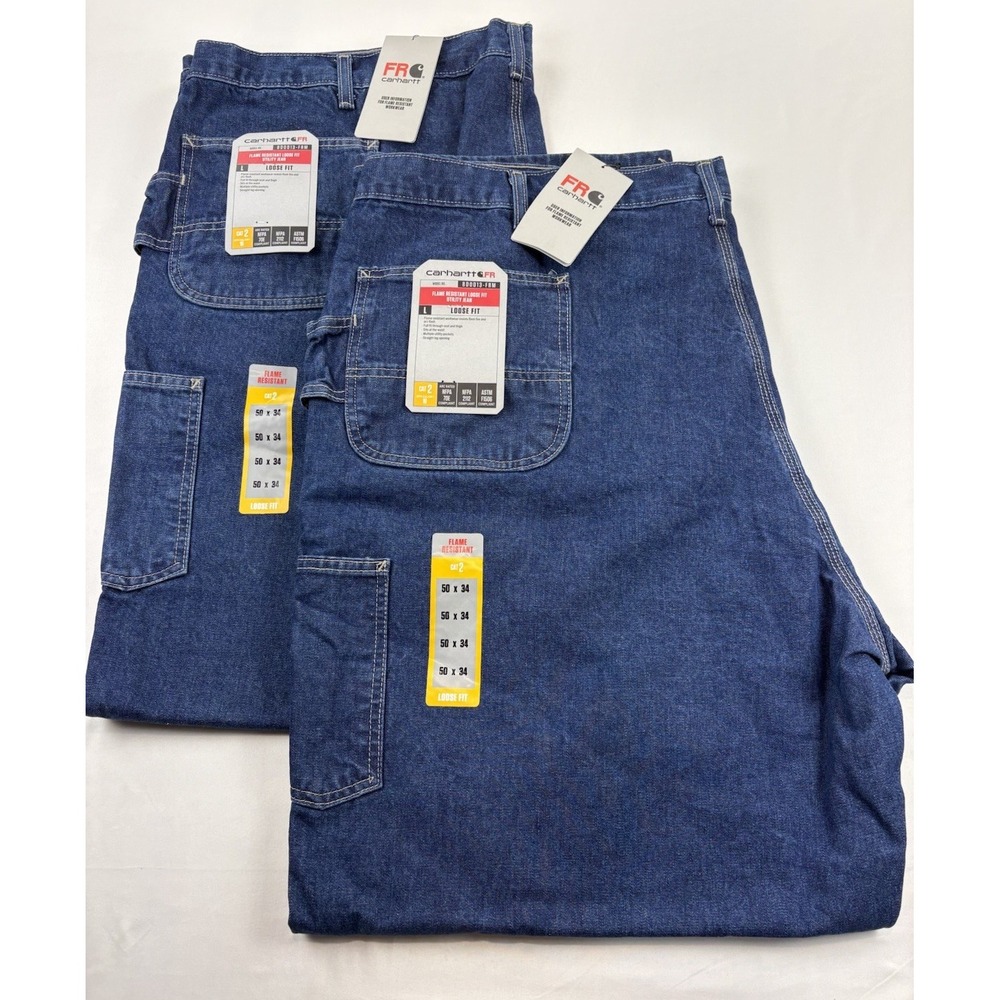 Lot Of 2 NWT Carhartt CAT 2 2112 FRB13 Wash Loose Fit Straight Leg Men's 50x34